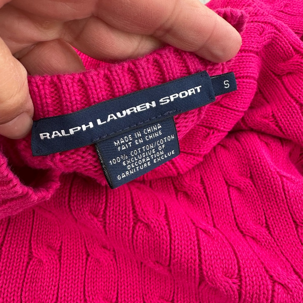 Ralph Lauren Hot Pink Cable-Knit Crewneck Sweater size S - Picture 6 of 8